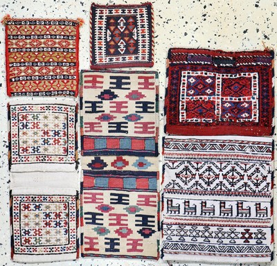 Konvolut aus 6 Taschen, Persien, Anfang bisMitte 20.Jhd, Wolle auf Wolle, ca. 53 x 23 cm,EHZ: 2
