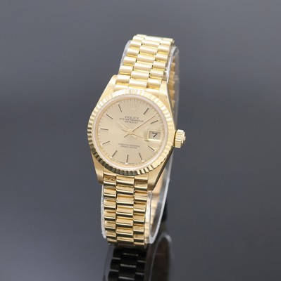ROLEX Datejust Referenz 69178 Damenarmbanduhr am Präsidentband in GG 750/000, Schweiz um 1986, Automatik, Oystergeh. m. geriffelter Lünette, Boden ...