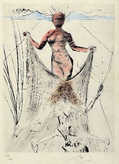 Salvador Dalí, 1904-1989, Femme tenant le voile aus der Serie Venus aux Fourrures von 1969, auf Japan-Papier, sign., num. 102/145, ca. 31x23.5cm, ...