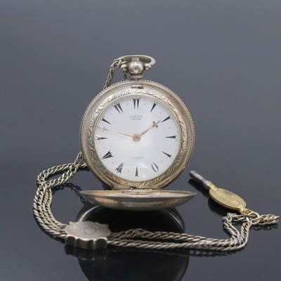 EDWARD PRIOR London Taschenuhr für den osmanischen Markt Nr. 69071, um 1880, 800er Silbergeh. bez. Karabian, Metallcuvette, Emailzifferbl. m. ...