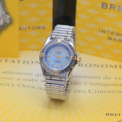 BREITLING Damenarmbanduhr Modellserie Callistino Referenz B72345, quarz, Chronometer in Edelstahl/Gold kombiniert inkl. Roleauxband m. dopp. ...