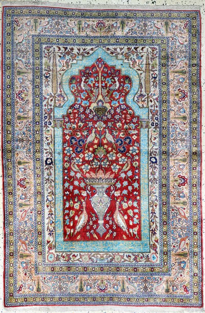 Kayseri Seide, Türkei, Mitte 20.Jhd., reineNaturseide, ca. 152 x 102 cm, metallbroschiert, EHZ: 2