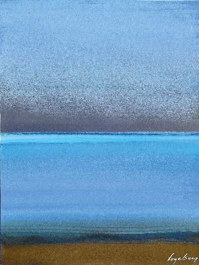 Karl Vogelsang, 1932 Essen-2006 Kronberg, Aquarell, o.T., Meerlandfach, rechts unten signiert, Blatt 40x30 cm, unter Glas gerahmt 65x53 cm; Vogelsang ...
