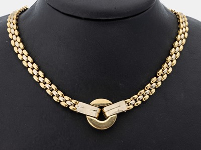 18 kt Gold Collier, GG/WG 750/000, L. ca. 45.5 cm, Klappschließe, ca. 64.5 g