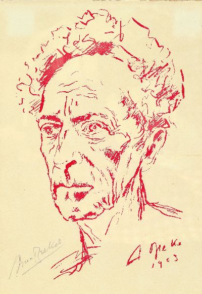 Arno Breker, 1900 Elberfeld-1991 Düsseldorf: signierte Werkmonographie und Lithographie, Lithographie "Porträt Jean Cocteau" (1963), ...