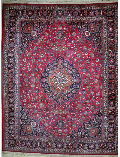 Mesched signiert, Persien, Mitte 20.Jhd, Wolle auf Baumwolle, ca. 392 x 311 cm, EHZ: 2-3
