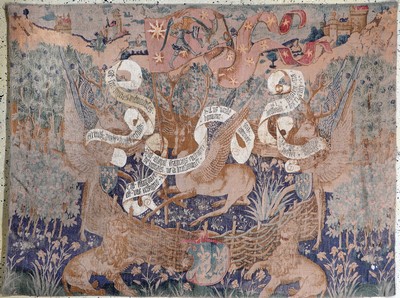 Wandbehang (Maschinell gewebt), Frankreich, Mitte 20.Jhd., Wolle auf Wolle, ca. 186 x 141 cm, EHZ: 2
