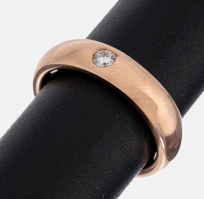 18 kt Gold Brillant-Ring, RG 750/000, Brillant ca. 0.11 ct feines Weiß/si, RW 54, ca. 9.0 g