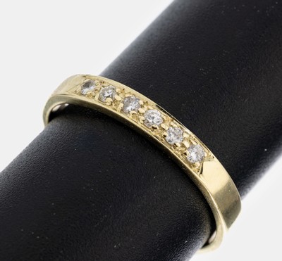 14 kt Gold Brillant-Ring, GG 585/000, 6 Brillanten zus. ca. 0.08 Weiß/si, RW 60, ca. 2.8 g