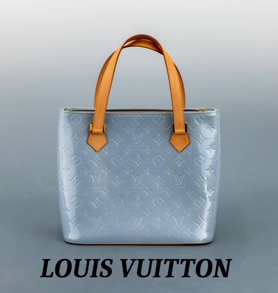 LOUIS VUITTON Handtasche, "Houston, Monogram Vernis", hellblau, 2 Tragehenkel naturfarb.Leder, Monturen Metall verg., innen himmelblaues ...