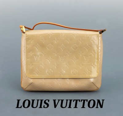 LOUIS VUITTON Handtasche, "Thompson Street, Monogram Vernis" in Beige, Schulterriemen naturfarb. Leder, längenverstellbar, Monturen ...