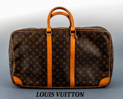 LOUIS VUITTON Vintage Reisetasche, "Sirius 58", Monogram Canvas, 2 Tragehenkel und Besätze naturfarb. Leder, Reißverschluss, 2-teil. ...