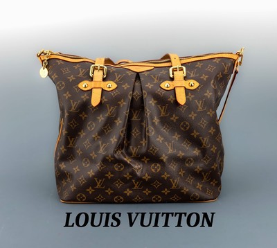 LOUIS VUITTON Schultertasche, "Palermo MM, Monogram Canvas", Besätze, Tragehenkel und abnehmbarer Schulterriemen naturfarb. Leder, ...