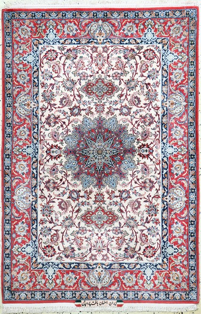 Esfahan fein Persien, signiert"Pardetschi",Ende 20.Jhd, Korkwolle mit und auf Seide, ca. 170 x 110 cm, ca. 1,0 Mio. Kn/qm, EHZ: 2