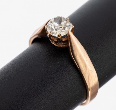 14 kt Gold Diamant-Ring, 1930er Jahre, RoseG 585/000 gepr., 1 Altschliffdiamant ca. 0.75 ct get.Weiß/p, RW 56, ca. 2.8 g