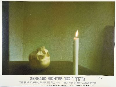 Gerhard Richter, geb. 1932, Farboffset, Ausstellungsplakat zur Ausstellung The Israel Museum Jerusalem 1995, Motiv Schädel mit Kerze nach einem ...