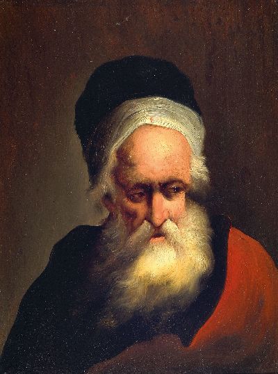 Zuschreibung: Christian Wilhelm Ernst Dietrich genannt Dietricy, 1712 Weimar-1774 Dresden, Brustbild eines bärtigen Alten mit Turban, dem ...