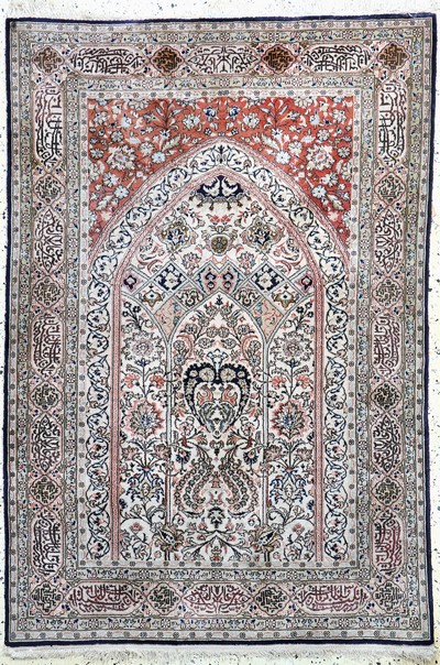 Ghom Kork, Persien, Mitte 20.Jhd, Korkwolleauf Baumwolle, ca. 153 x 105 cm, Reinigungsbedürftig, EHZ: 2