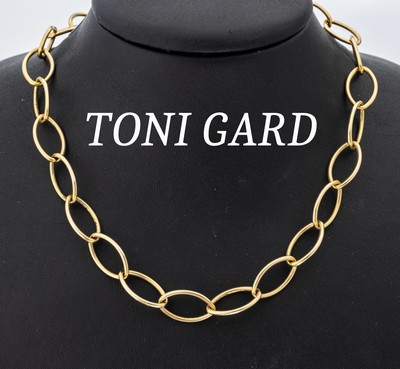 14 kt Gold TONI GARD Collier, GG 585/000, linsenförm. Glieder, L. ca. 79 cm, Karabinerschließe, ca. 54.3 g