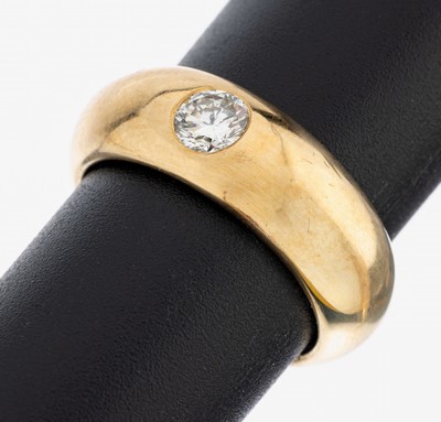 14 kt Gold Brillant-Ring, GG 585/000, Brillant ca. 0.45 ct Weiß/vs, RW 56, ca. 8.7 g