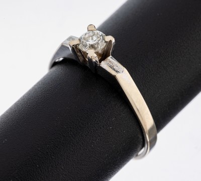 14 kt Gold Brillant-Ring, WG 585/000, Brillant ca. 0.25 ct get. Weiß/si, RW 55, ca. 2.1 g