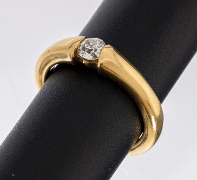 18 kt Gold Diamant-Ring, GG 750/000, Altschliffdiamant ca. 0.40 ct l.get.Weiß/si, RW 53, ca. 7.6 g