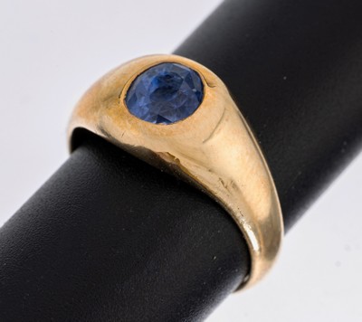 14 kt Gold Saphir-Ring, GG 585/000, rundfacett. Saphir ca. 2.05 ct, RW 58, ca. 6.4g
