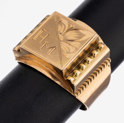 14 kt Gold Herrenring, GG 585/000, Monogr. HM, RW 63, ca. 5.0 g