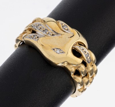 14 kt Gold Diamant-Ring, GG/WG 585/000, 6 8/8-Diamanten zus. ca. 0.05 ct Weiß/si, RW 56, ca. 4.5 g