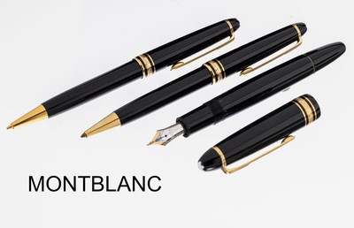 3-teiliges MONTBLANC Schreibset Meisterstück, Füllfederhalter, Feder 14 kt Gold, Bleistift (Mine muss ersetzt werden) und Kugelschreiber