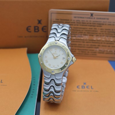EBEL Damenarmbanduhr Sportwave Referenz 6087621, Schweiz lt. beil. Pap. verk. 08/1999, quarz, Edelstahl/Gold komb. inkl. Gliederband u. dopp. ...