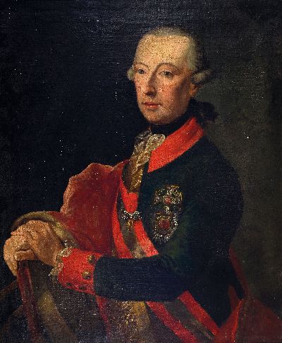 Unbekannter Bildnismaler in der Nachfolge Joseph Hickel (1736-1807), Porträt Kaiser Joseph II. von Österreich, ausgehendes 18.Jh., Halbfigur im ...