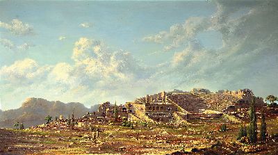 Walter Weidenauer, 1927-2004 Lampertheim, südliche Landschaft mit antiken Ruinen, Öl/ Lwd, min. Farbabsplitterung, links unten sign. und dat. 78, ...