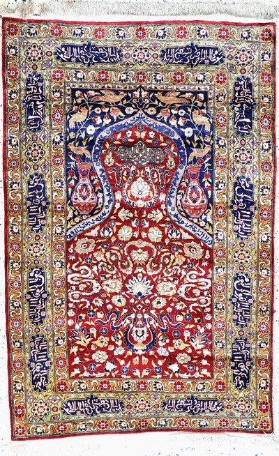 Seiden Kayseri, Türkei, Mitte 20.Jhd, reine Naturseide"Metallbroschiert", ca. 135 x 86 cm, EHZ: 1-2