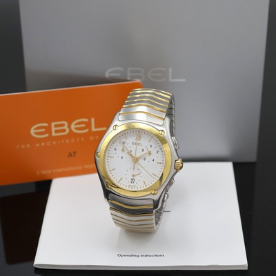 EBEL Classic Wave Armbandchonograph in Stahl/Gold Referenz 1251F41, Schweiz um 2005, quarz, orig. Wellengliederband m. dopp. Faltschl., GG-Lünette ...