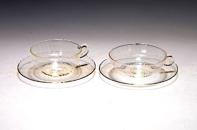 Kaffeegeschirr, Entw. Wilhelm Wagenfeld (1900-1990), und Heinrich Löffelhardt (1901-1979), für Jenaer Glas, 1950er-Jahre, farbloses Glas, 18 ...