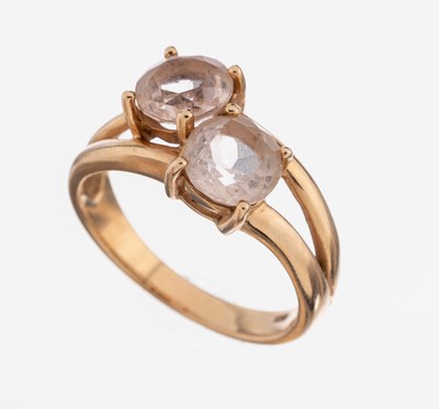 14 kt Gold Morganit-Ring, RoseG 585/000, 2 rundfacett. Morganite zus. ca. 2.0 ct, RW 56, ca. 5.1 g