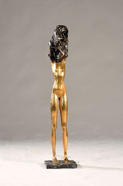 Bruno Bruni, geb. 1935, große Bronzefigur, "La Divina", stehender Frauenakt, auf rechteckiger Marmorplatte, am Fuß signiert, num. ...
