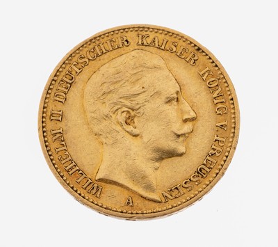 20 Mark Goldmünze 1903, Wilhelm II., deutscher Kaiser, König von Preussen, Prägeort A
