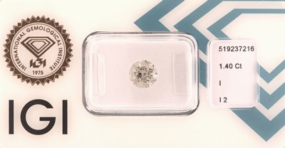 Loser Brillant ca. 1.40 ct l.get.Weiß(I)/p2, verschweißt, IGI-Expertise