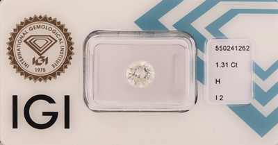 Loser Brillant 1.31 ct Weiß(H)/p2, verschweißt, IGI-Expertise