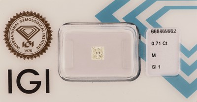 Loser Princess Cut Diamant, 0.71 ct Getönt (M)/si1, eingeschweißt, IGI-Expertise