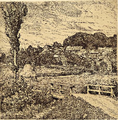 Hans von Volkmann, 1860-1927 Halle/Saale, Radierung, Blick auf Willingshausen, 1907, in der Platte signiert und datiert, Platte 16x15 ,5 cm, Blatt ...