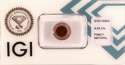 Loser Brillant 4.63 ct Natural Fancy Deep Yellowish Orangy Brown, verschweißt, IGI Zertifikat