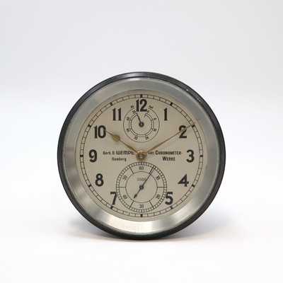 WEMPE Chronometerwerke Marinechronometer mit Ankerhemmung ohne Holzkasten, Deutschland um 1942, geschwärztes Aluminium-Geh., Lünette verschr., ...