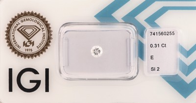 Loser Brillant, 0.31 ct hochfeines Weiß(E)/si2, eingeschweißt, mit IGI-Expertise