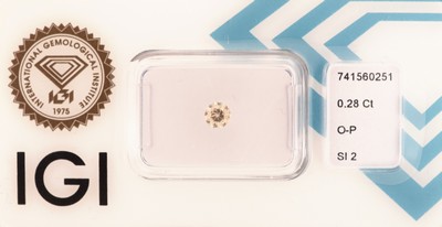 Loser Brillant, 0.28 ct Getönt(O-P)/si2, eingeschweißt, mit IGI-Expertise