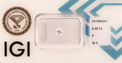 Loser Brillant, 0.25 ct feines Weiß+(F)/si2, eingeschweißt, mit IGI-Expertise