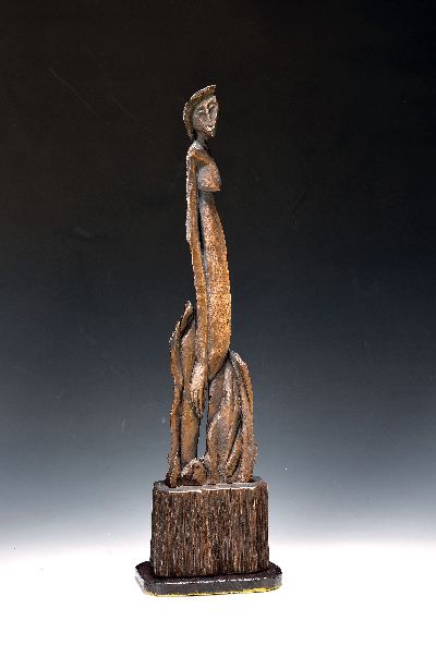 Gottfried Bräunling, geb. 1947 Radebeul, Metamorphose, Bronzeskulptur von 2009, num. 2/6, signiert, Holzsockel, Gesamth. ca. 53cm