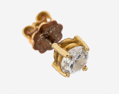 Einzelner 18 kt Gold Brillant-Ohrstecker, GG 750/000, Brillant ca. 0.45 ct Weiß/si, klass. Krappenfassung